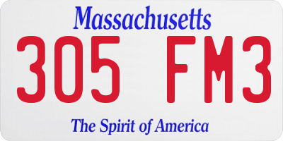 MA license plate 305FM3