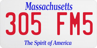MA license plate 305FM5