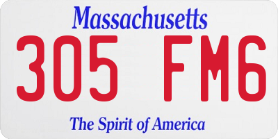 MA license plate 305FM6