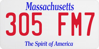 MA license plate 305FM7