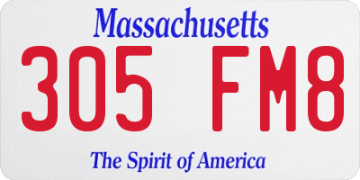 MA license plate 305FM8
