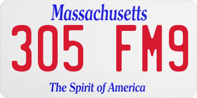 MA license plate 305FM9