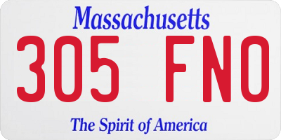 MA license plate 305FN0