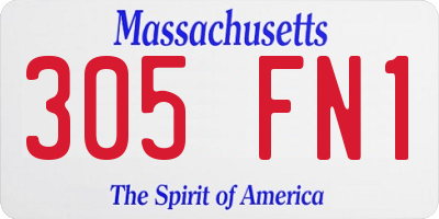 MA license plate 305FN1