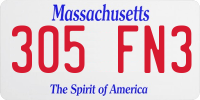 MA license plate 305FN3