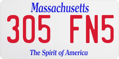 MA license plate 305FN5