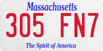 MA license plate 305FN7