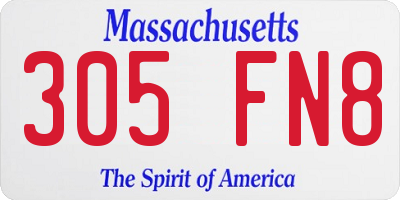 MA license plate 305FN8