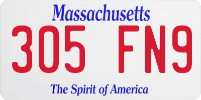 MA license plate 305FN9