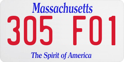 MA license plate 305FO1