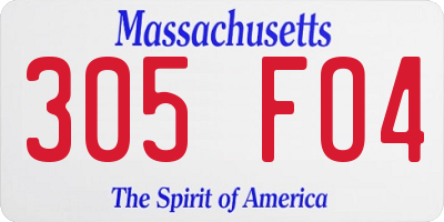MA license plate 305FO4