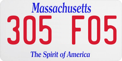 MA license plate 305FO5