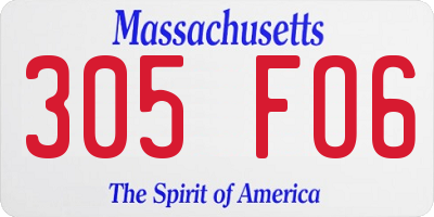 MA license plate 305FO6