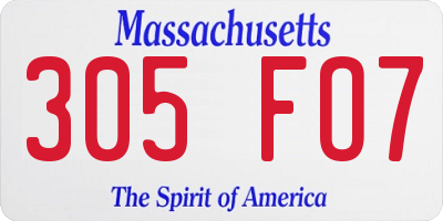 MA license plate 305FO7