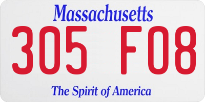 MA license plate 305FO8