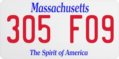 MA license plate 305FO9