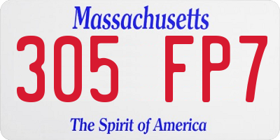 MA license plate 305FP7
