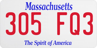 MA license plate 305FQ3
