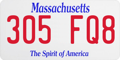 MA license plate 305FQ8
