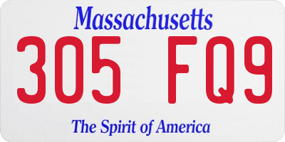 MA license plate 305FQ9