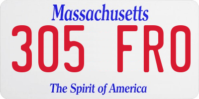 MA license plate 305FR0