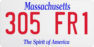 MA license plate 305FR1
