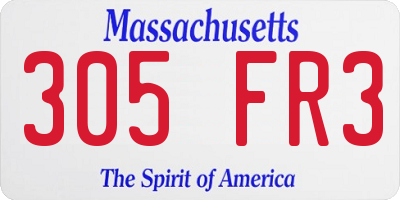 MA license plate 305FR3