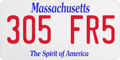 MA license plate 305FR5