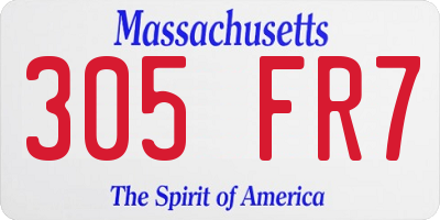 MA license plate 305FR7