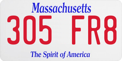 MA license plate 305FR8