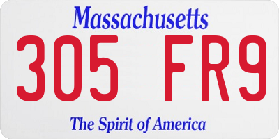 MA license plate 305FR9