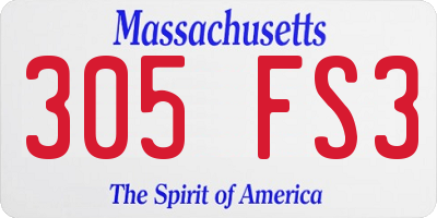 MA license plate 305FS3