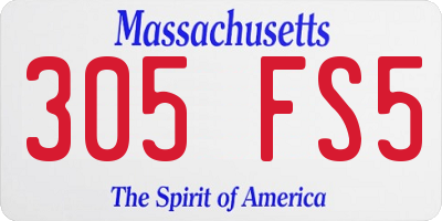 MA license plate 305FS5