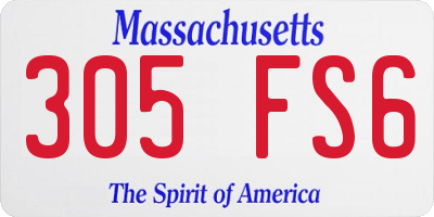MA license plate 305FS6