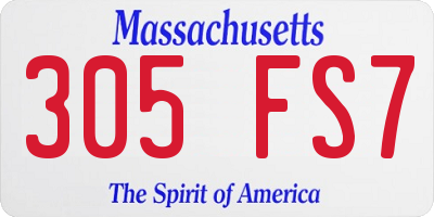 MA license plate 305FS7