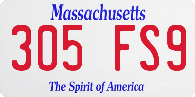 MA license plate 305FS9