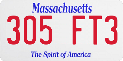 MA license plate 305FT3