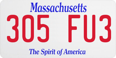 MA license plate 305FU3