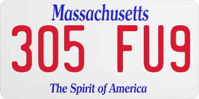 MA license plate 305FU9