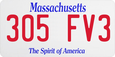 MA license plate 305FV3