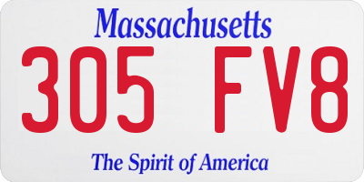 MA license plate 305FV8