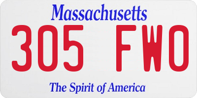 MA license plate 305FW0