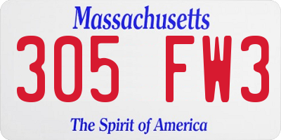 MA license plate 305FW3