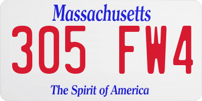 MA license plate 305FW4
