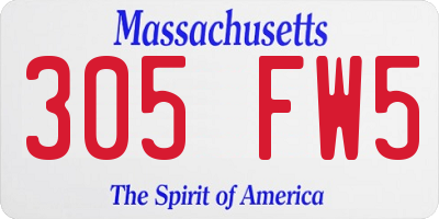 MA license plate 305FW5