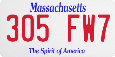 MA license plate 305FW7