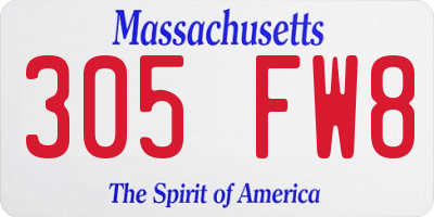 MA license plate 305FW8