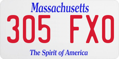 MA license plate 305FX0