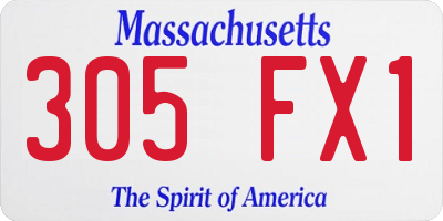 MA license plate 305FX1
