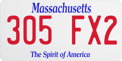 MA license plate 305FX2